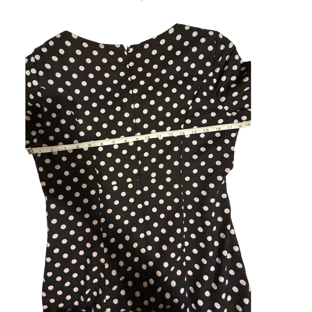 Chadwicks of Boston Black White Polka‎ Dot Linen Blend Sheath Dress Size 6